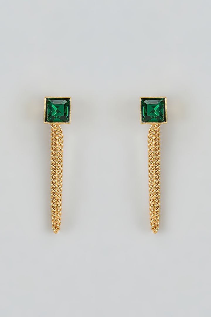 Gold Finish Swarovski Velvet Veil Dangler Earrings by ESME at Pernia's Pop Up Shop