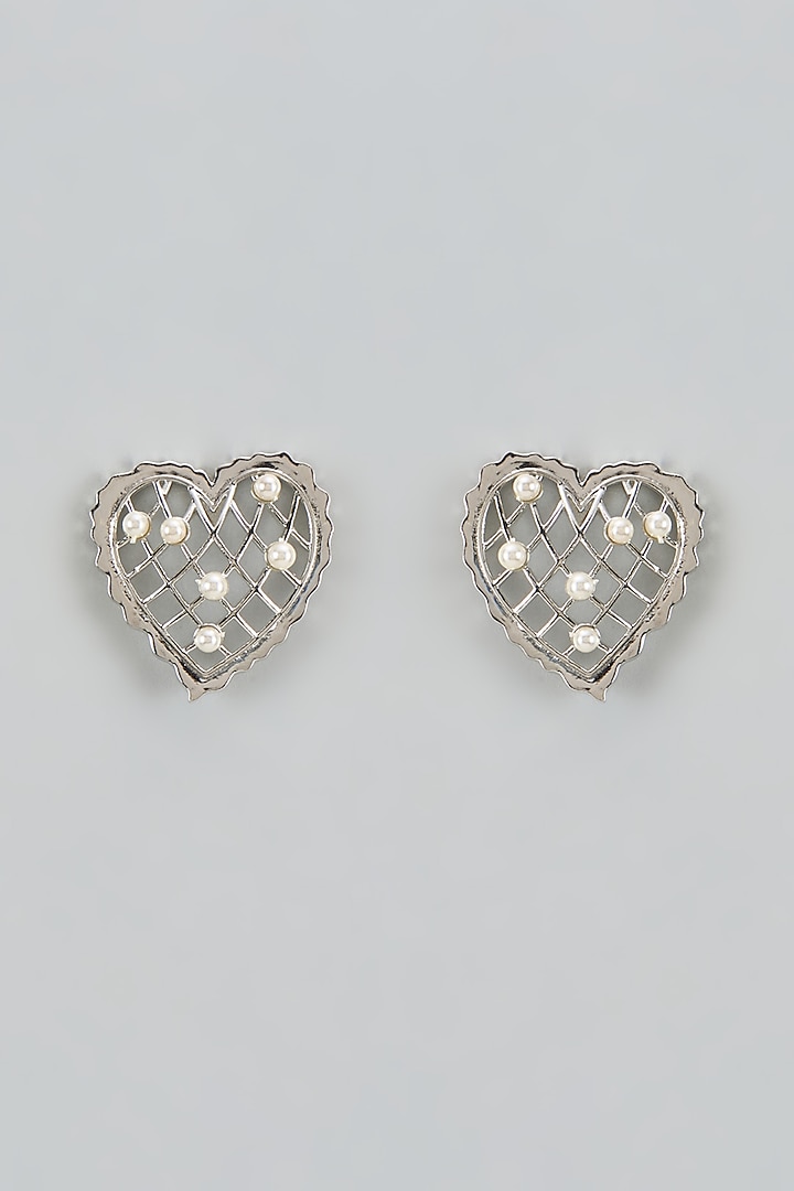 White Finish Swarovski Loves Vow Earrings by ESME at Pernia's Pop Up Shop