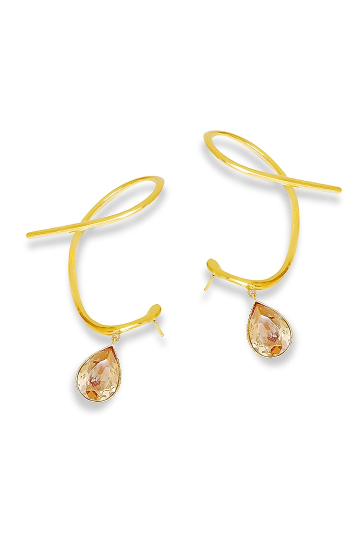White Rhodium Finish Gold Swarovski Earcuffs (Set Of 2) by ESME at Pernia's Pop Up Shop