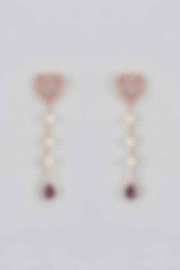 Rose Gold Finish Swarovski Sweet Serenade Dangler Earrings by ESME at Pernia's Pop Up Shop