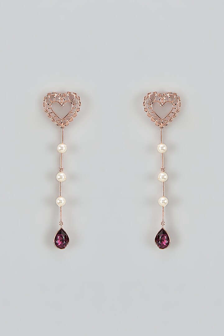 Rose Gold Finish Swarovski Sweet Serenade Dangler Earrings by ESME at Pernia's Pop Up Shop