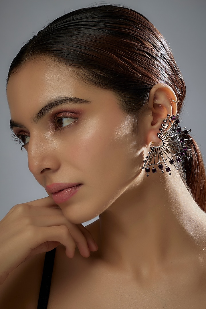 Black Rhodium Finish Swarovski Cosmic Cadence Dangler Earrings by ESME at Pernia's Pop Up Shop