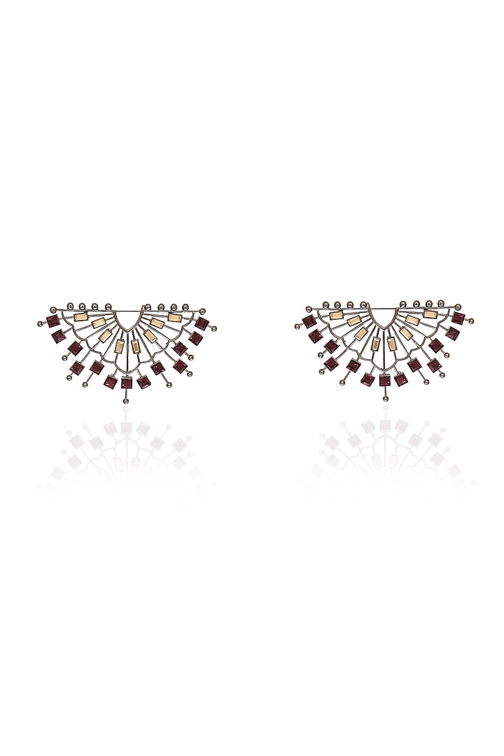 White Rhodium Finish Violet Swarovski Crystal Stud Earrings by ESME at Pernia's Pop Up Shop