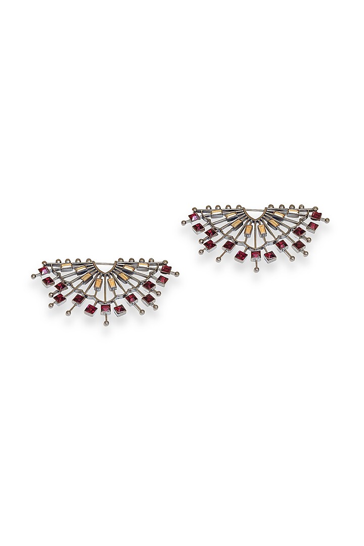 White Rhodium Finish Violet Swarovski Crystal Stud Earrings by ESME at Pernia's Pop Up Shop