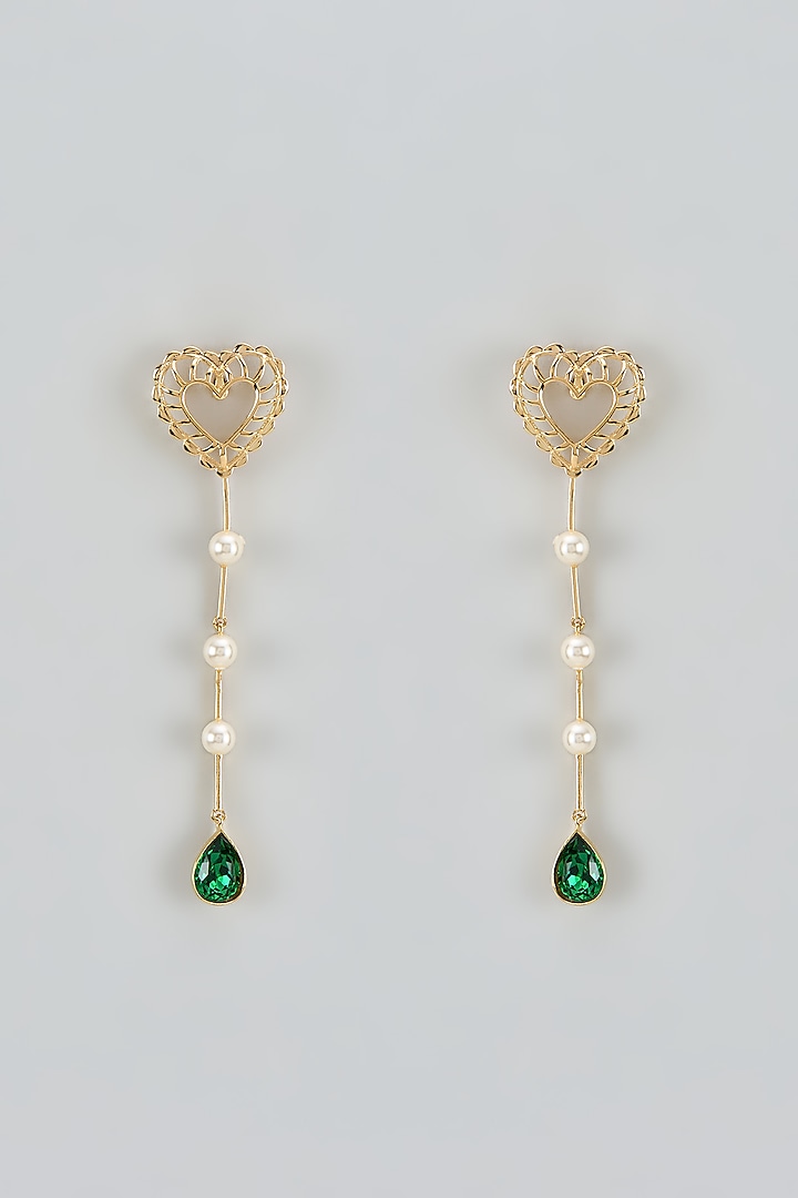 Gold Finish Swarovski Sweet Serenade Dangler Earrings by ESME at Pernia's Pop Up Shop