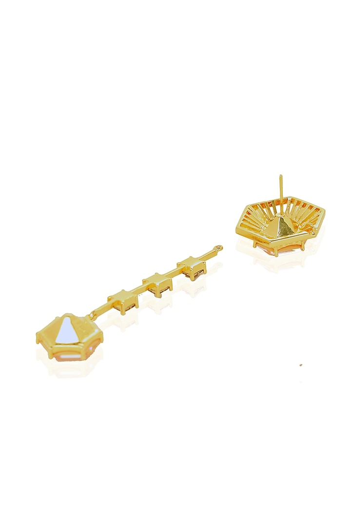 White Rhodium Finish Yellow Swarovski Crystal Dangler Earrings by ESME at Pernia's Pop Up Shop
