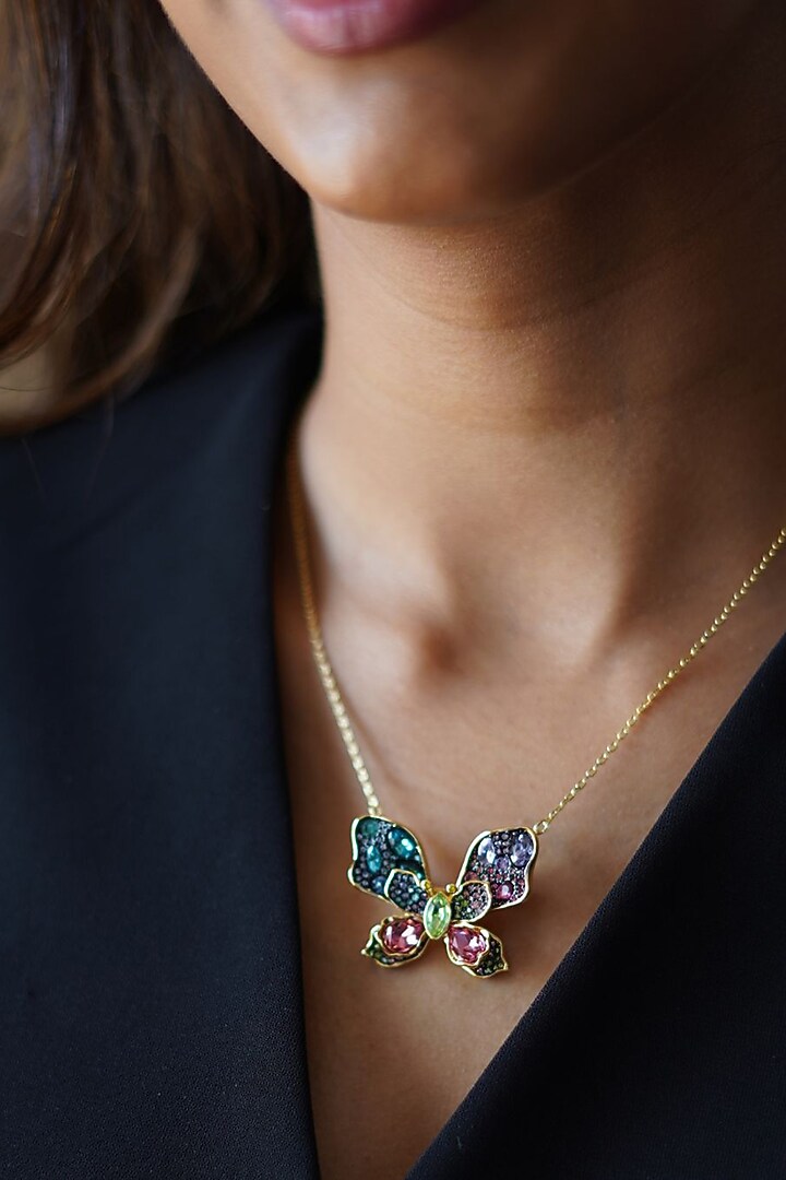 Gold Plated Swarovski Pendant/Brooch by ESME at Pernia's Pop Up Shop