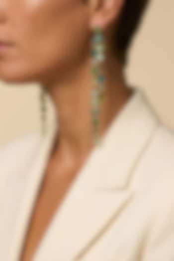 Gold Plated Emerald & Swarovski Dangler Earrings by ESME at Pernia's Pop Up Shop