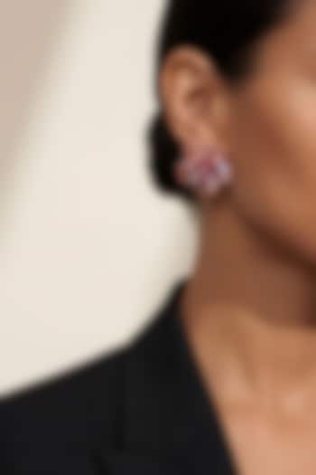Gold Plated Marquise-Cut Crystal & Ruby Stud Earrings by ESME at Pernia's Pop Up Shop