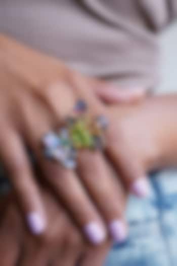 Gold Plated Swarovski Crystal Kaleidoscopic Ring by ESME at Pernia's Pop Up Shop