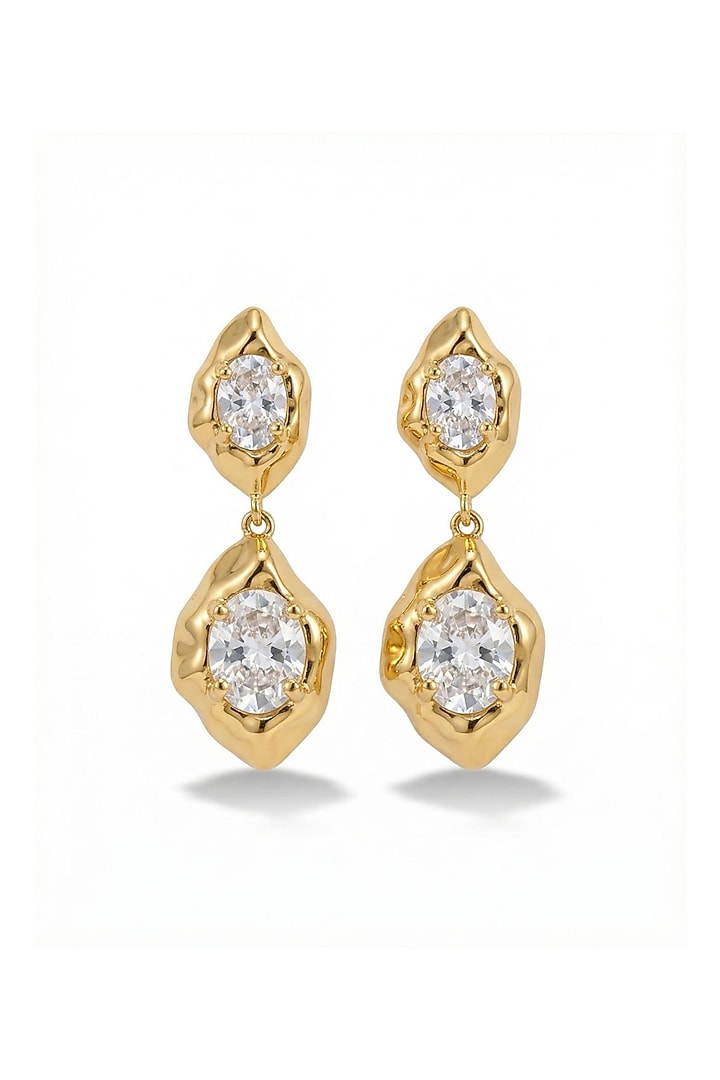 Gold Plated Swarovski Crystal Dangler Earrings by ESME at Pernia's Pop Up Shop