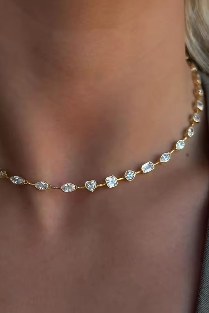 Gold Plated Swarovski Crystal Necklace by ESME at Pernia's Pop Up Shop