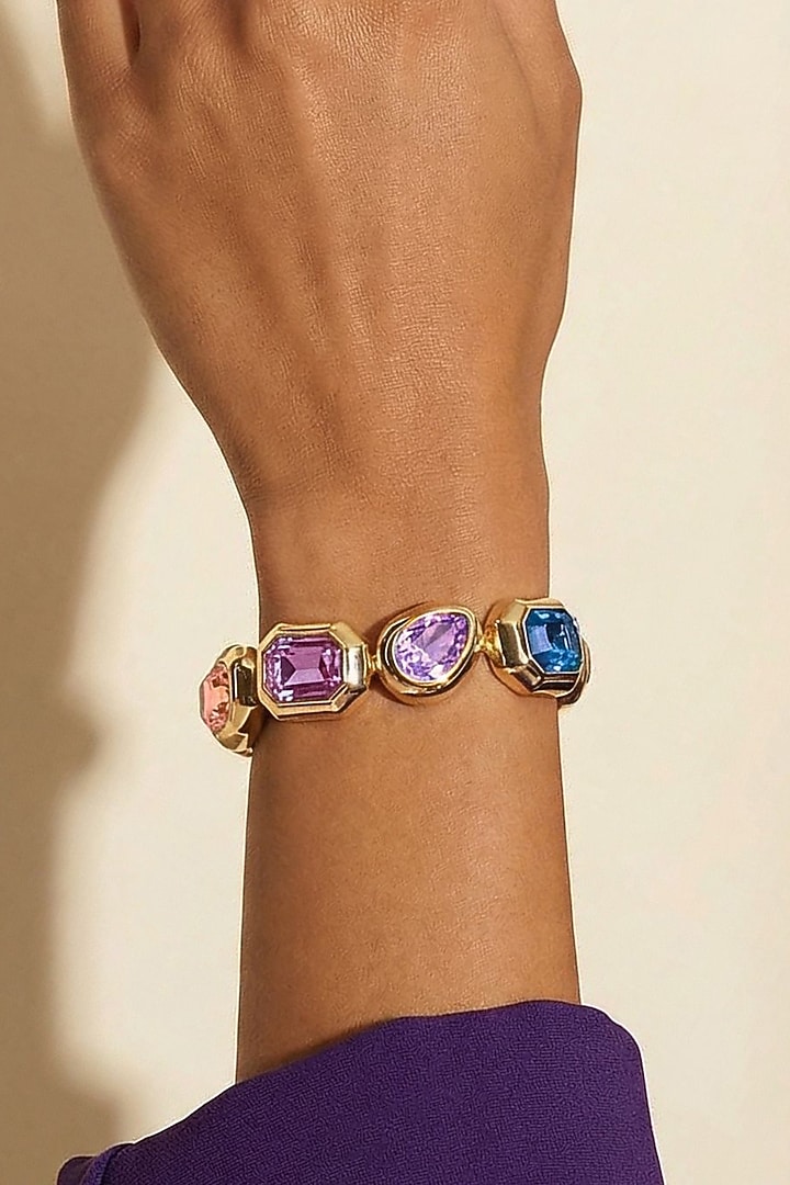 Gold Plated Multi-Colored Swarovski Crystal Bracelet by ESME at Pernia's Pop Up Shop