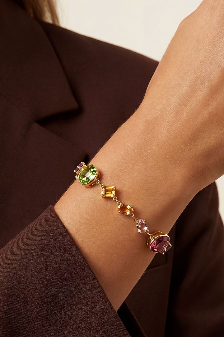 Gold Plated Multi-Colored Swarovski Crystal Tennis Bracelet by ESME at Pernia's Pop Up Shop