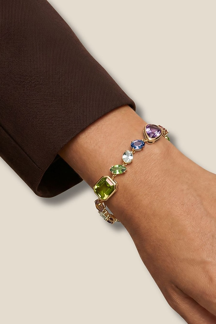 Gold Plated Multi-Colored Swarovski Crystal Tennis Bracelet by ESME at Pernia's Pop Up Shop