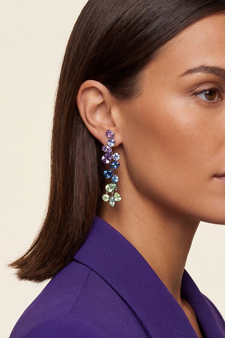 Gold Plated Multi-Colored Swarovski Crystal Dangler Earrings by ESME at Pernia's Pop Up Shop