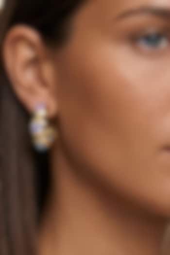 Gold Plated Multi-Colored Swarovski Crystal Hoop Earrings by ESME at Pernia's Pop Up Shop