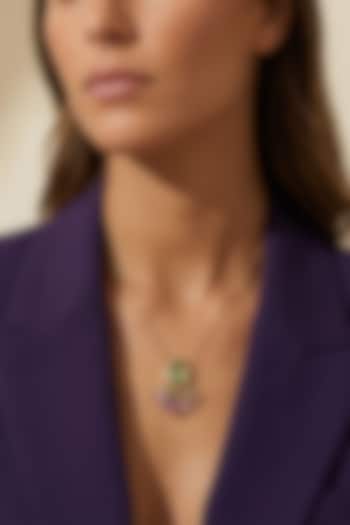 Gold Plated Multi-Colored Swarovski Crystal Pendant Necklace by ESME at Pernia's Pop Up Shop