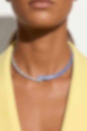 Gold Plated Blue & White Swarovski Crystal Necklace by ESME at Pernia's Pop Up Shop