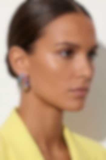 Gold Plated Multi-Colored Swarovski Crystal Hoop Earrings by ESME at Pernia's Pop Up Shop