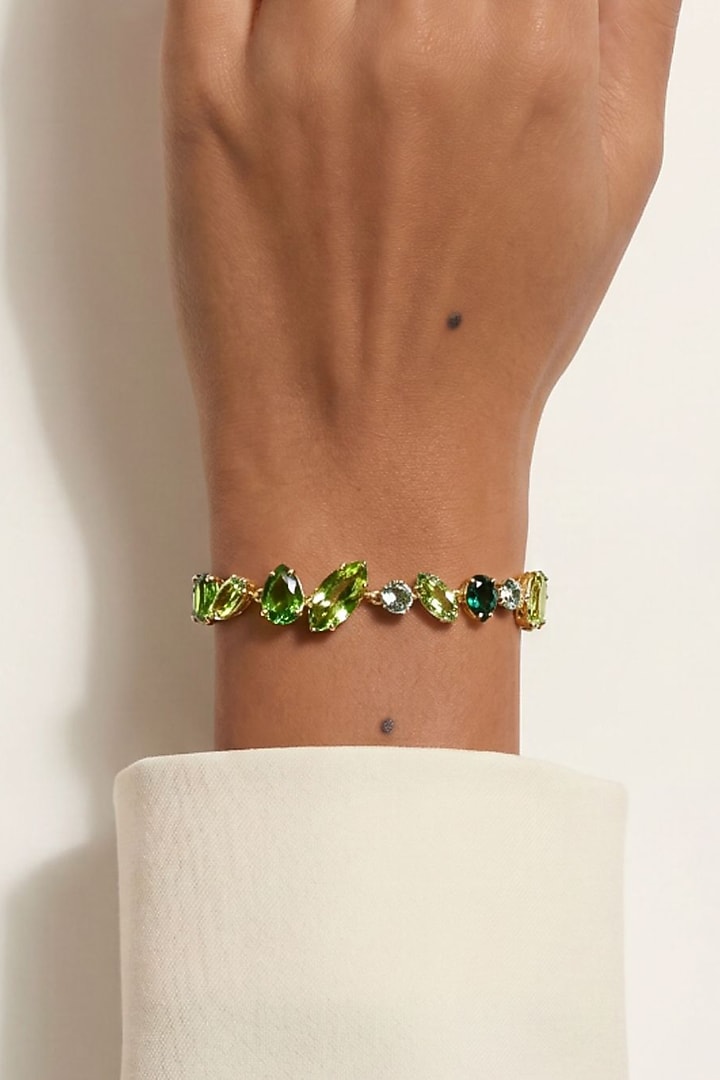 Gold Plated Emerald Green Swarovski Crystal Bracelet by ESME at Pernia's Pop Up Shop