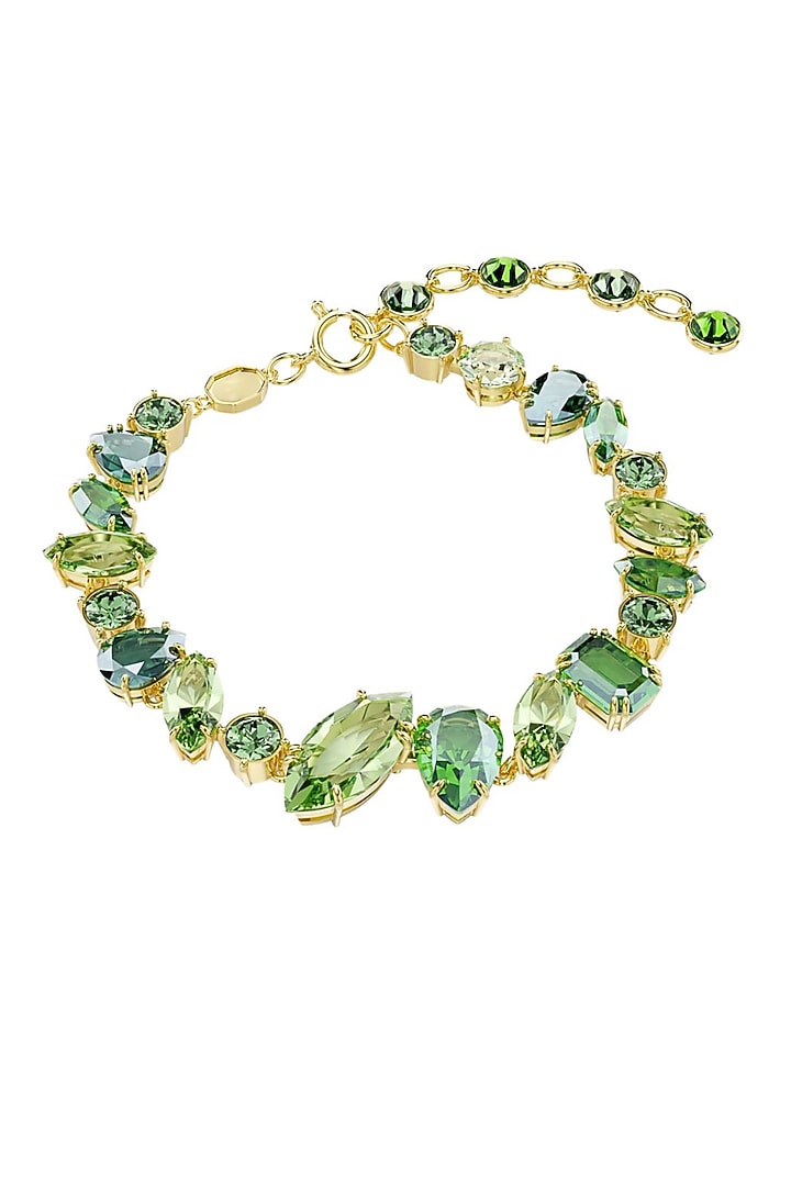 Gold Plated Emerald Green Swarovski Crystal Bracelet by ESME at Pernia's Pop Up Shop