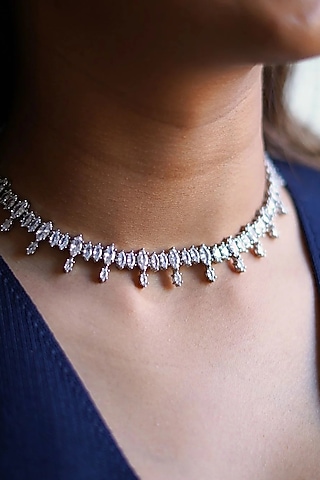 Silver Finish Swarovski Crystal Necklace by ESME