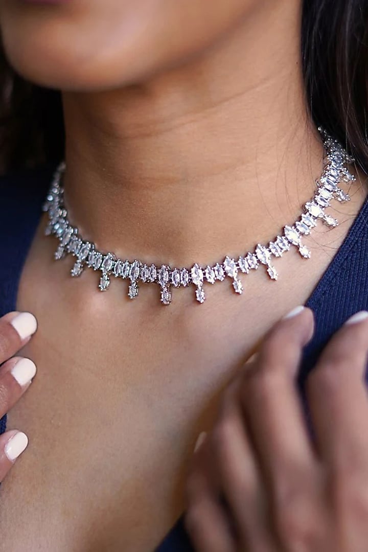 Silver Finish Swarovski Crystal Necklace by ESME at Pernia's Pop Up Shop