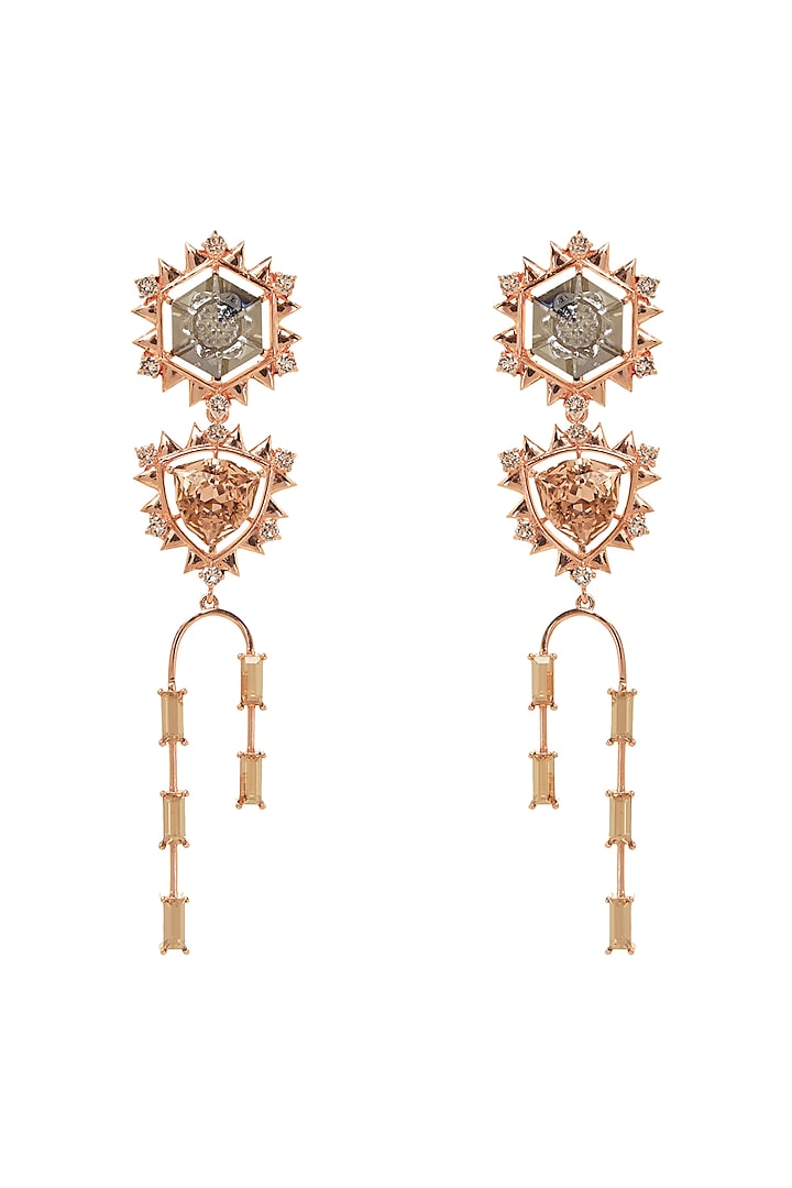 Rose Gold Finish Swarovski Crystal Dangler Earrings by ESME
