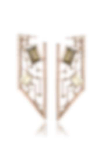 Rose Gold Rhodium Finish Cutwork Earrings by ESME at Pernia's Pop Up Shop