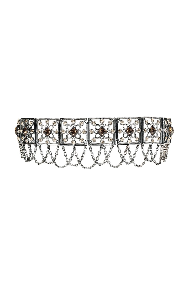 Gunmetal Handcrafted Choker Necklace With Swarovski Crystals by ESME at Pernia's Pop Up Shop
