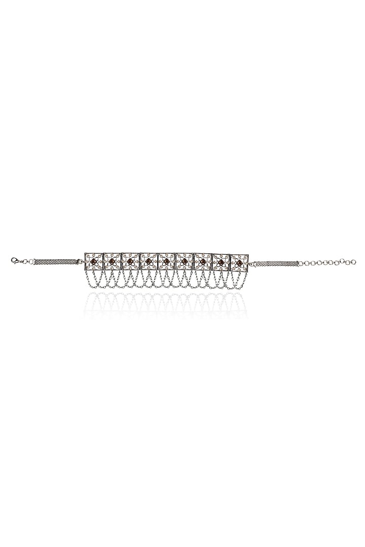 Gunmetal Handcrafted Choker Necklace With Swarovski Crystals by ESME at Pernia's Pop Up Shop