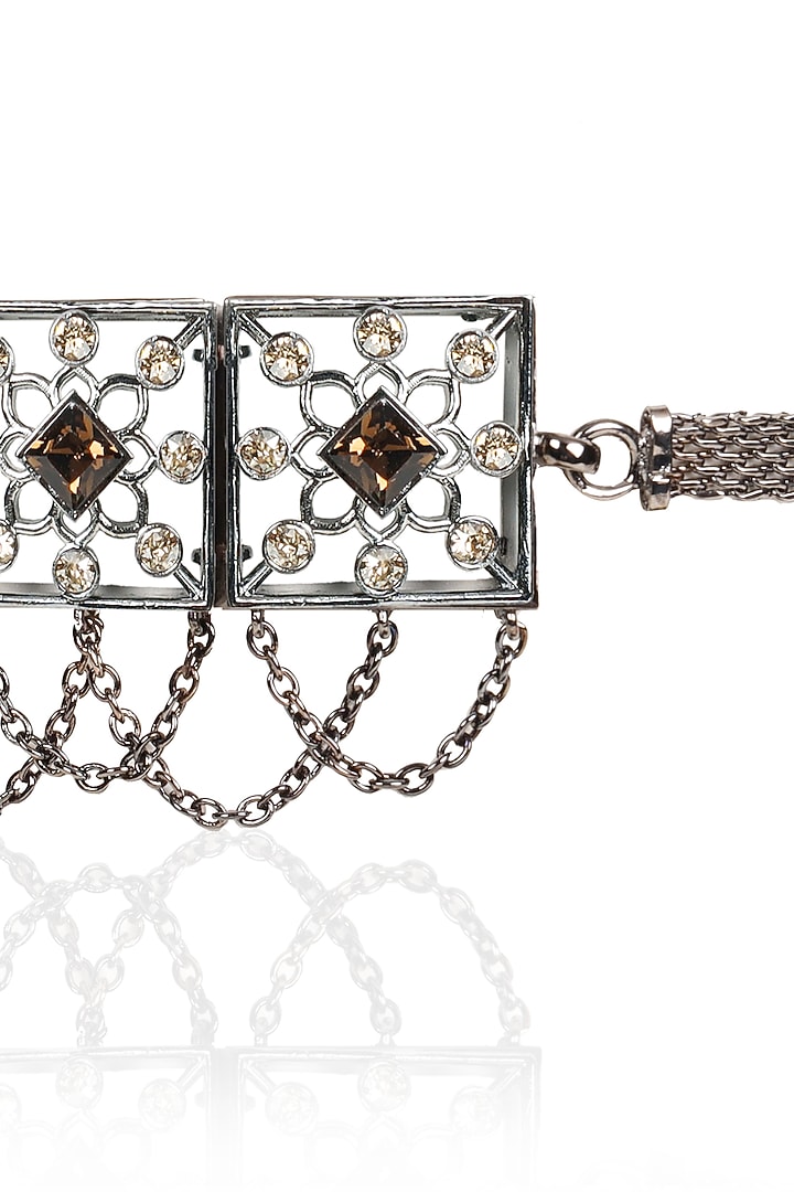 Gunmetal Handcrafted Choker Necklace With Swarovski Crystals by ESME at Pernia's Pop Up Shop