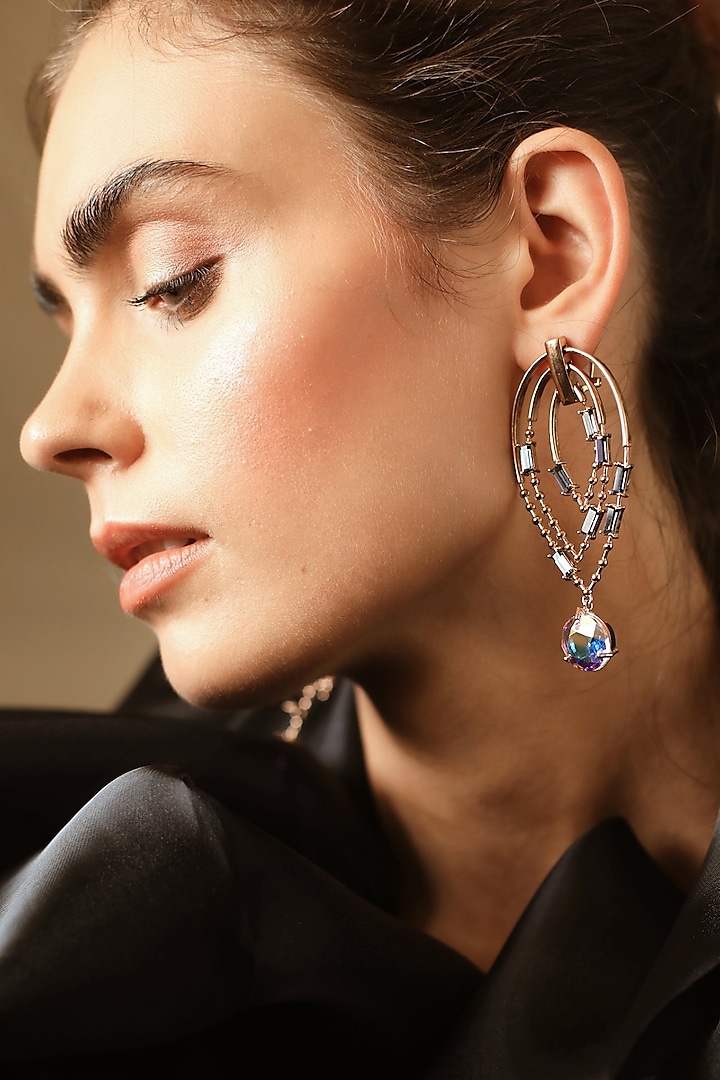 Rose Gold Swarovski Crystal Earrings by ESME