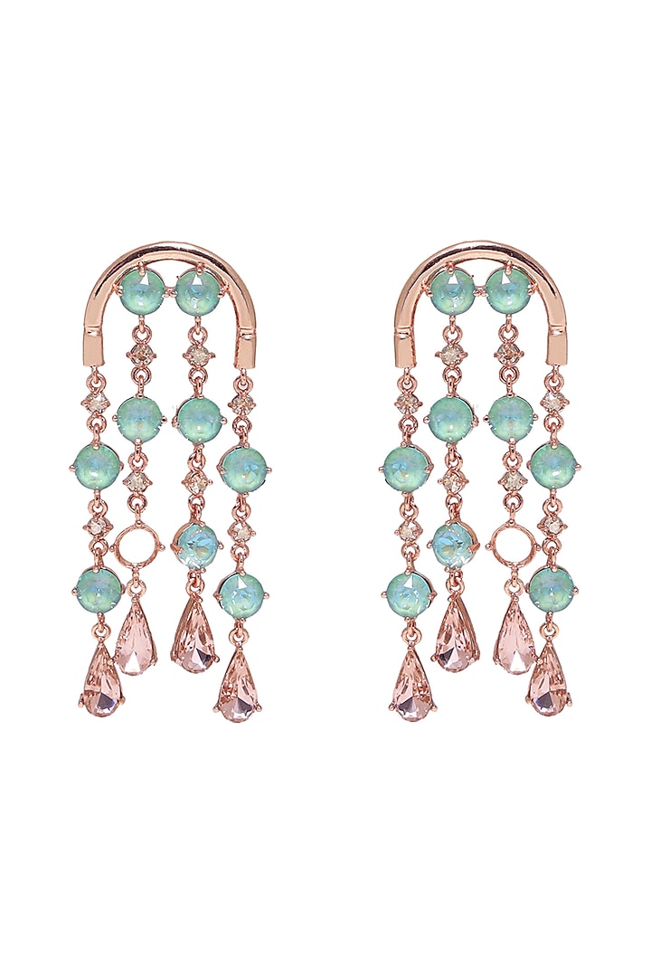 Rose Gold Finish Swarovski Crystal Earrings by ESME at Pernia's Pop Up Shop