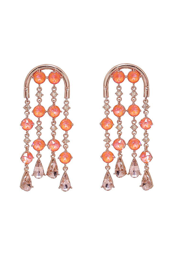 Rose Gold Finish Swarovski Crystal Dangler Earrings by ESME at Pernia's Pop Up Shop
