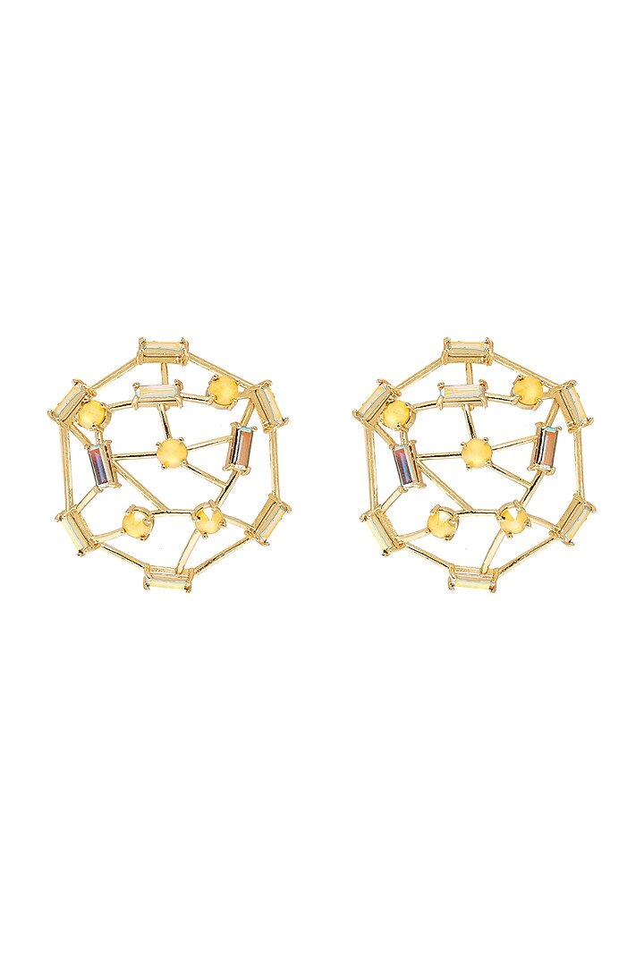 Gold Finish Yellow Swarovski Crystal Earrings by ESME at Pernia's Pop Up Shop