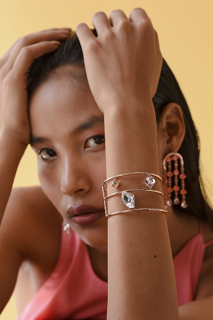 Rose Gold Finish White Swarovski Crystal Bracelet by ESME at Pernia's Pop Up Shop