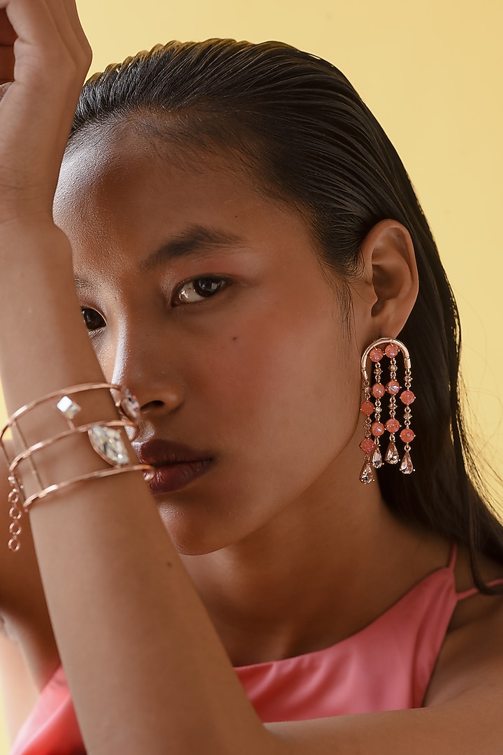 Rose Gold Finish White Swarovski Crystal Bracelet by ESME at Pernia's Pop Up Shop