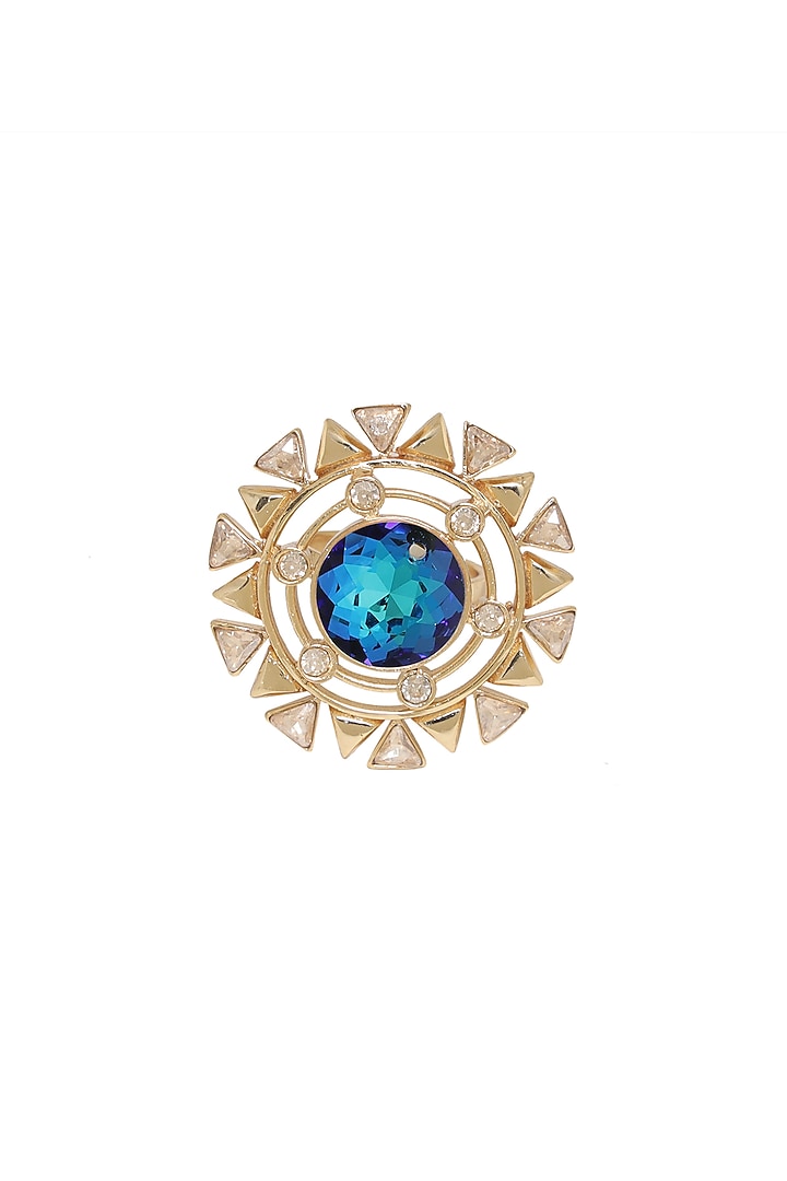 White Rhodium Finish Blue Swarovski Ring by ESME at Pernia's Pop Up Shop