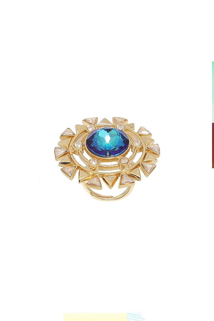 White Rhodium Finish Blue Swarovski Ring by ESME at Pernia's Pop Up Shop