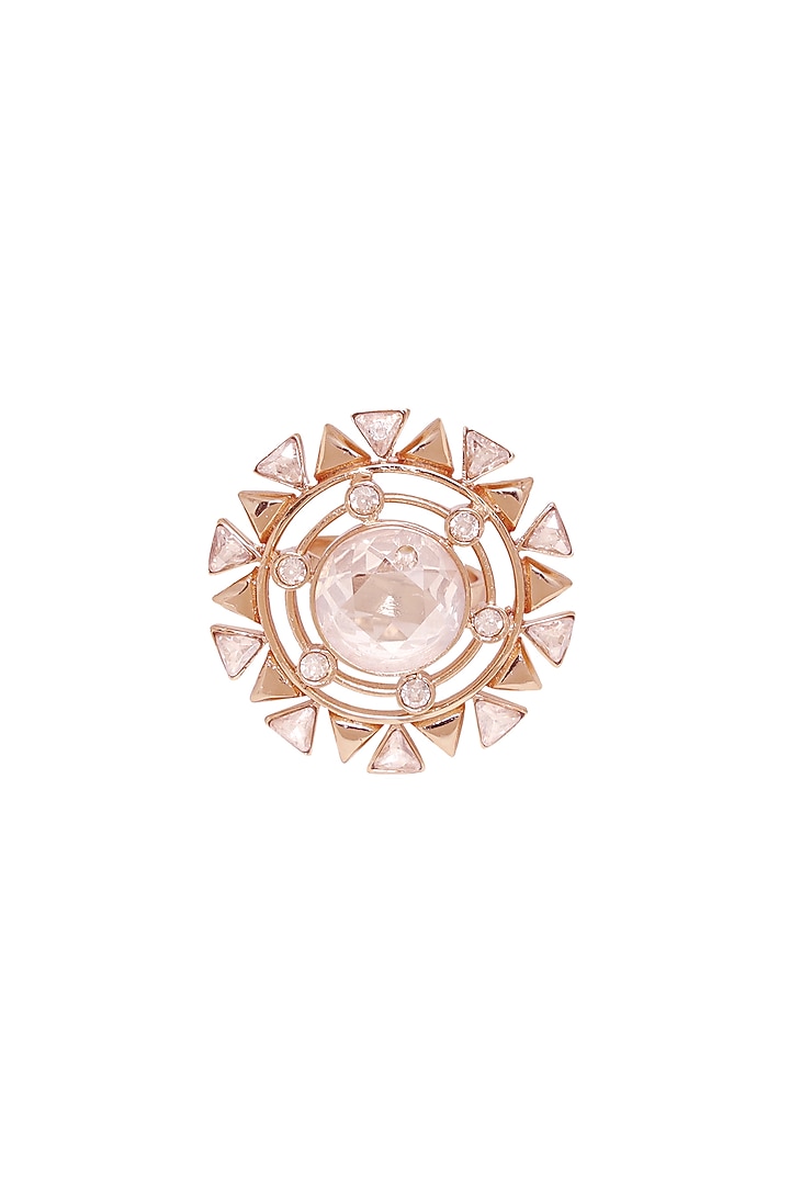 Rose Gold Finish Pink Swarovski Crystal Ring by ESME at Pernia's Pop Up Shop