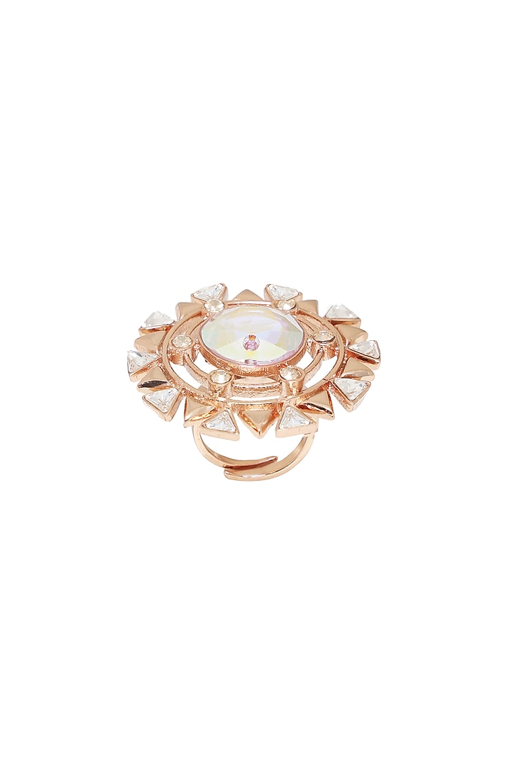 Rose Gold Finish Pink Swarovski Crystal Ring by ESME at Pernia's Pop Up Shop