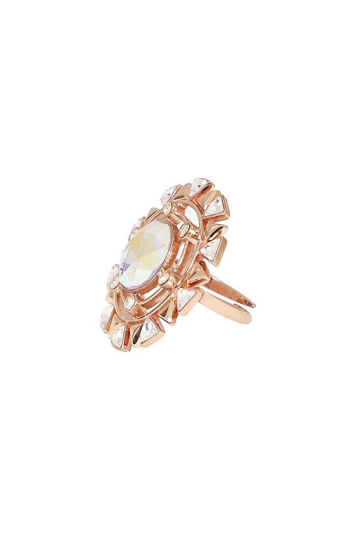 Rose Gold Finish Pink Swarovski Crystal Ring by ESME at Pernia's Pop Up Shop