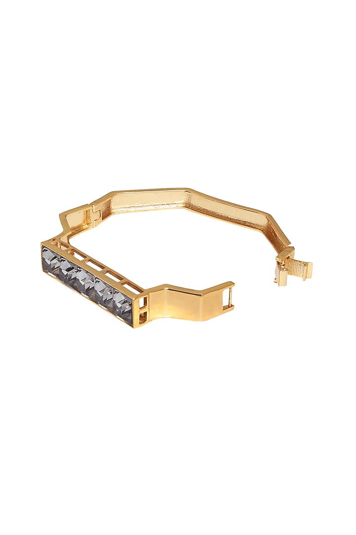 White Rhodium Finish Black Swarovski Crystal Statement Bracelet by ESME at Pernia's Pop Up Shop