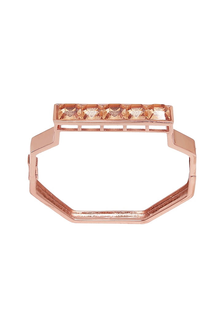 White Rhodium Finish Rose Gold Swarovski Crystal Statement Bracelet by ESME at Pernia's Pop Up Shop
