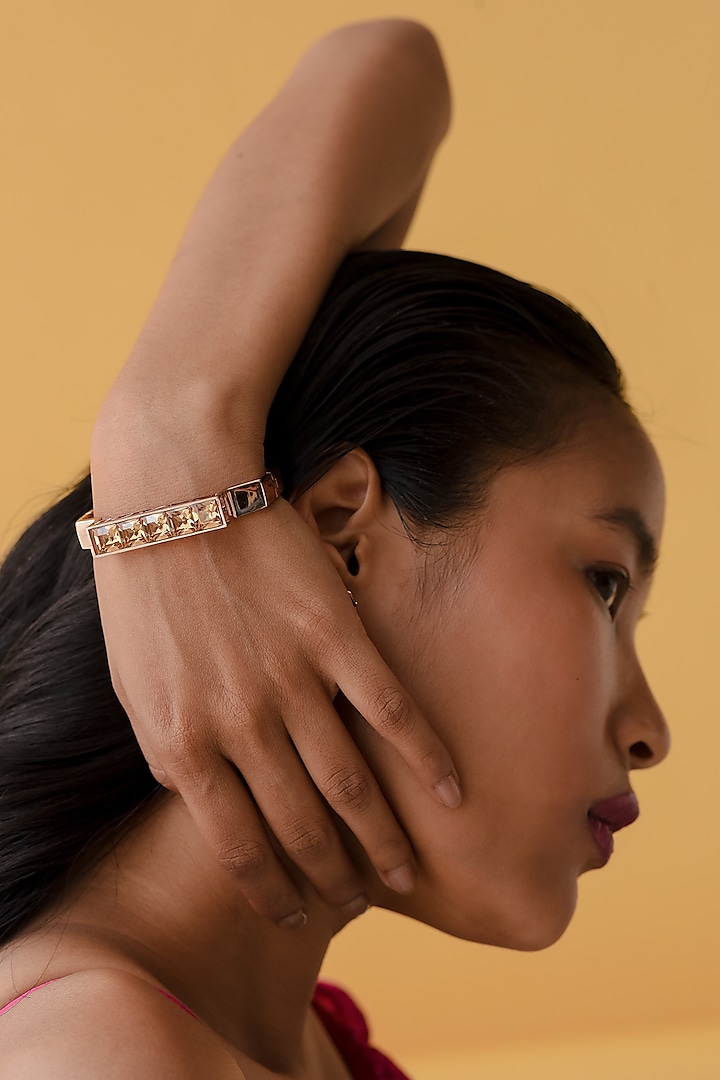 Rose Gold Finish Yellow Swarovski Crystals Bracelet by ESME