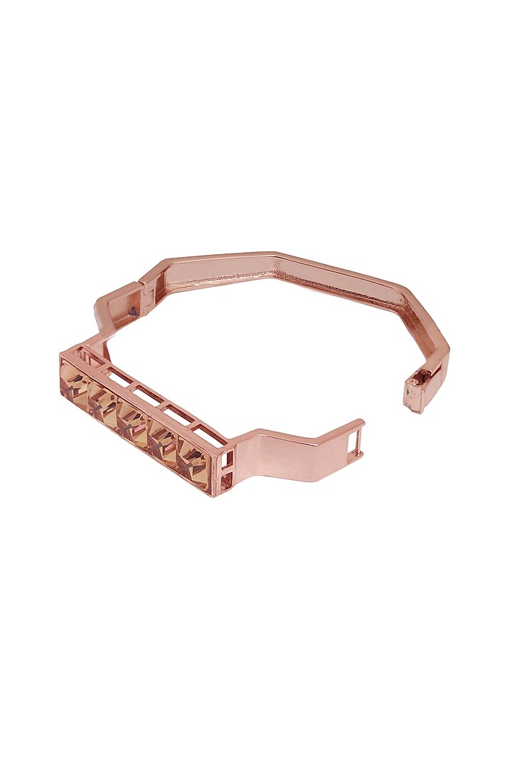 White Rhodium Finish Rose Gold Swarovski Crystal Statement Bracelet by ESME at Pernia's Pop Up Shop