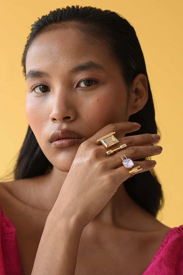 Rose Gold Finish Pink Swarovski Crystals Ring by ESME at Pernia's Pop Up Shop