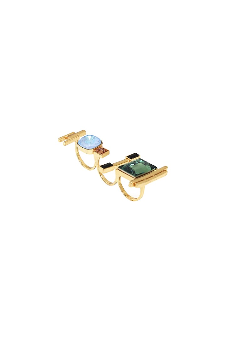 Gold Finish Green Swarovski Crystals Ring by ESME at Pernia's Pop Up Shop